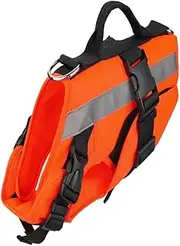 HOUDERCO 1Pc Puppy Life Jacket Portable Pet Dog Outdoor Swimwear Vest S Orange for Secure Water Fun Lightweight and Design for Comfort and Safety