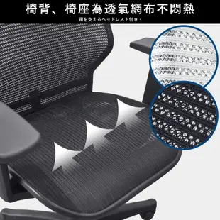 凱堡 傑瑞曲線頭靠T型扶手全網電腦椅/辦公椅 (5.9折)
