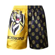 Richmond Tigers AFL AF9263 Boys Team Logo Printed Satin Boxer Shorts New