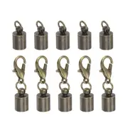 10pcs Cord End Cap 5.5mm ID Lobster Claw Clasp End Caps Bronze