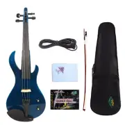 4 String Blue Electric Violin Kit 4/4 Sweet Sound Solid wood Free Case+Bow