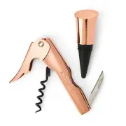 Waiter's Corkscrew & Bottle Stopper 2-Piece Set In Gift Box-Rosetone/Copper