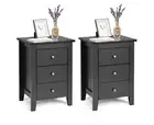 Set of 2 Bedside Table Nightstand Modern End Table W/3 Drawers for Living Room B