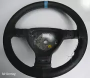 FOR (2010 MAZDA 5 MK3 PERFORATED LEATHER + SKY BLUE STRAP STEERING WHEEL COVER