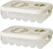 Egg Organizers for Refrigerator with Lids and Handle Home Kitchen Essentials Fridge Stackable Countertop Portable Clear Egg Containers Reusable and Storage for Keep Fresh -Pack of 2-