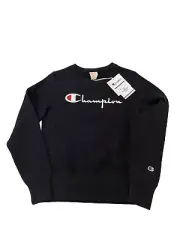 Champion Women's XSmall Sweater Reverse Weave Warm Up Crew Neck Black NWT