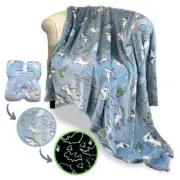 Shark Throw Blanket: Glow in The Dark, Cozy, Soft, Lightweight, Warm, 50" Blue