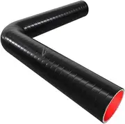 57mm (2 1/4") ID Black Fluorolined Silicone 90 Degree Long Fuel & Oil Elbow Hose - 300mm Each Leg (600mm Total Length)