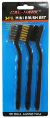 3 Pc. Detail Mini Wire Brush Set - 1 1/2" Brass,Nylon & Stainless Steel - 7 1/4"