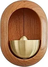 Shopkeepers Bell for Door Opening, 2.17x3.15 Inch Door Bell Push Button, Brown Magnetic Log Wind Chimes, Magnets Doorbell Chime with Brass Bell for Door Shop