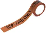 TOP Load ONLY | Black Orange Printed Warning Message Tape | 50 Micron | Premium Water-Based Acrylic Adhesive | 48MM x 66M | High Visibility Caution | Durable Reliable | Pack of 6 Rolls