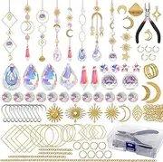 DIY Wind Chimes,Sun Catcher,200 Pcs Suncatcher Kit with Hooks Chains Pendants,Chandelier Crystals,Adult Craft Kits for Office Home Decor Garden Ornaments
