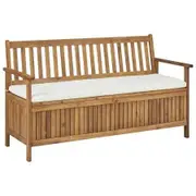 Storage Bench with Cushion 148 cm Solid Acacia Wood