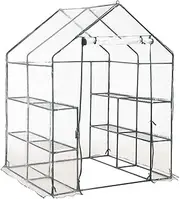 vidaXL Greenhouse with 8 Shelves Lawn Garden Warm House Provide Ample Space Gardening Accessory Grow and Protect Plants 143x143x195cm