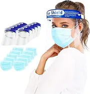 10 x Face Shields and 10 x Face Masks Combo Pack Anti-fog Full Safety Face Shield, Universal Reusable Face Protective Visor for Eye Head Protection Anti-Spitting Splash Facial Cover for Women, Men