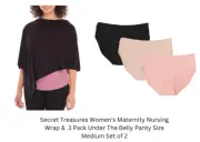 Secret Treasure Women Maternity Nursing Wrap & 3 Pack Under-Belly Panty SZ M SET