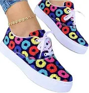 [ZIRIA] Summer Plus Size Women Shoes Flat Light Lace-Up Running Shoes Graffiti Low Top Shoes Versatile Casual