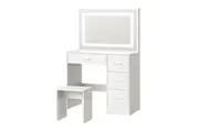 Oikiture Dressing Table Stool Set LED Light(White)