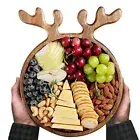 Snack Serving Board Elk Plate With Antler Handle Wooden Tray Xtmas Table Ware