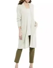 Eileen Fisher Fine Organic Linen Crepe Sparkle Long Cardigan. Small NWT $ 328