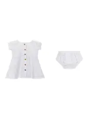 GUESS White Sangallo Dress and Bloomers Set Size: 18M, Cotton