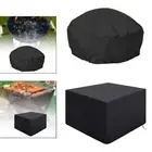Fire Pit Cover 210D Oxford Cloth Fireplace Cover Protection for Patio Garden