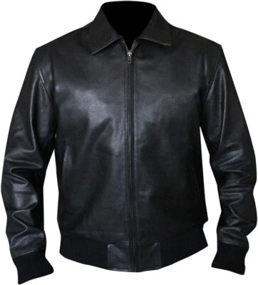 Men's Happy Arthur Fonzie Henry Bomber Biker Fashion Genuine Leather Jacket