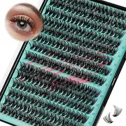 Lash Clusters 280Pcs 50D Eyelashes Cluster D Curl Individual Wispy Lashes Cluster for DIY Cluster Eyelash Extensions at Home for Beginners (50D,12mm)