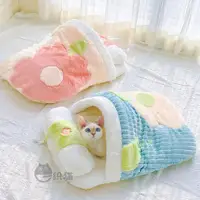 在飛比找ETMall東森購物網優惠-一織貓 日式可愛櫻花貓咪睡袋 兔絨舒適保暖全封閉被子貓床貓窩