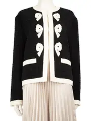 Black Bow Appliqué Tweed Jacket