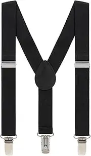 [Grade Code] M&L Kids Suspenders for Boys Girls 2-8 Years, 1 Inch Adjustable Elastic Y Back Clip Suspenders for Children, Black, 1 inch
