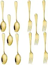 CANIGHT 10pcs Stainless Steel Cutlery Silverware Gold Pickle Fork Small Dessert Forks Gold Kitchen Utensils Stainless Steel Kitchen Utensils Stainless Steel Silverware Kitchen Silverware
