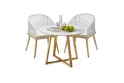 Livsip 3 Piece Outdoor Dining Setting Table Lounge Chairs Patio Furniture Set