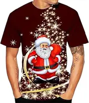 [Generic] Mens Dress Shirt with Snaps Top Blouse Christmas Short Printed Autumn Neck T-Shirt O Men's Blouse Mens Casual Button Down Shirts Big and Tall