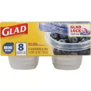 Glad 4 Oz. Clear Mini Round Container (8-Pack) BBG11038 Glad BBG11038 Plastic