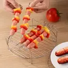 Barbecue Basket Air Fryer Rack Set with Skewer Double Layer Wire Rack for Oven