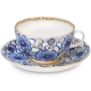 Imperial Porcelain Bindweed Teacup and Saucer Set LFZ Lomonosov Tea Cup 8.5 oz