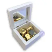 White Wooden Wind Up Music Boxes With Sankyo Musical Movement (60 Tunes Option)