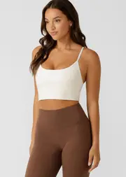 [Lorna Jane] Reset Longline Bra Tank Top Combo in White, Size - 2XL 2XL Porcelain