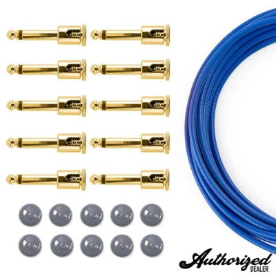 George L's .155 Solderless Pedalboard Gold Gray & Blue Cable Kit (10/10/5)