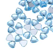 60 Pcs Acrylic Heart Rhinestone 8mm Flat Back Plastic Gems Pale Blue