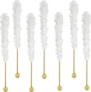 Fruidles Rock Candy Lollipops Pops Candy Suckers, Color and Flavor Assortment, 6.5" (White, 12-Pack)