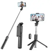 Selfie Stick Tripod with Detachable Wireless Remote, 4 in 1 Extendable Black