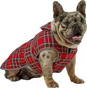 Ancol Heritage Dog Coat in Red Tartan - Fleece Lined Pet Jacket with Chest Protector and Zipped Harness Hole - Reflective Edging Puppy Apparel - XL