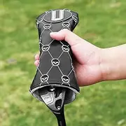 Golf Club Wood Head covers for Driver/Fairway/Hybrid/(1.F.U) Black PU Leather Skull Pattern