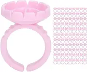 Disposable Eyelash Glue Ring Cup Strong Practicality and Convenience for Eyelash Extension PP 100PCS (100 Pink one Pack)