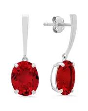 MaxColor 14K 5.40 ct. tw. Lab-Grown Ruby Drop Earrings