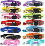14 Pack Cat Collars,Reflective Cat Collar with Bell,Safe Breakaway Kitten Collar,Adjustable from 7.5-12.5",Suitable for Female Male Cats, Puppy and Other Small Pet,Pet Supplies,Accessories
