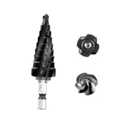 Step Drill Bits Set/4"-3/4",9 Sizes HSS M35 Four Spiral 1/4" 3/4" 1 Black
