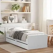 Bed Frame with Drawers White 90x190 cm Storage Bedroom Furniture Modern Design